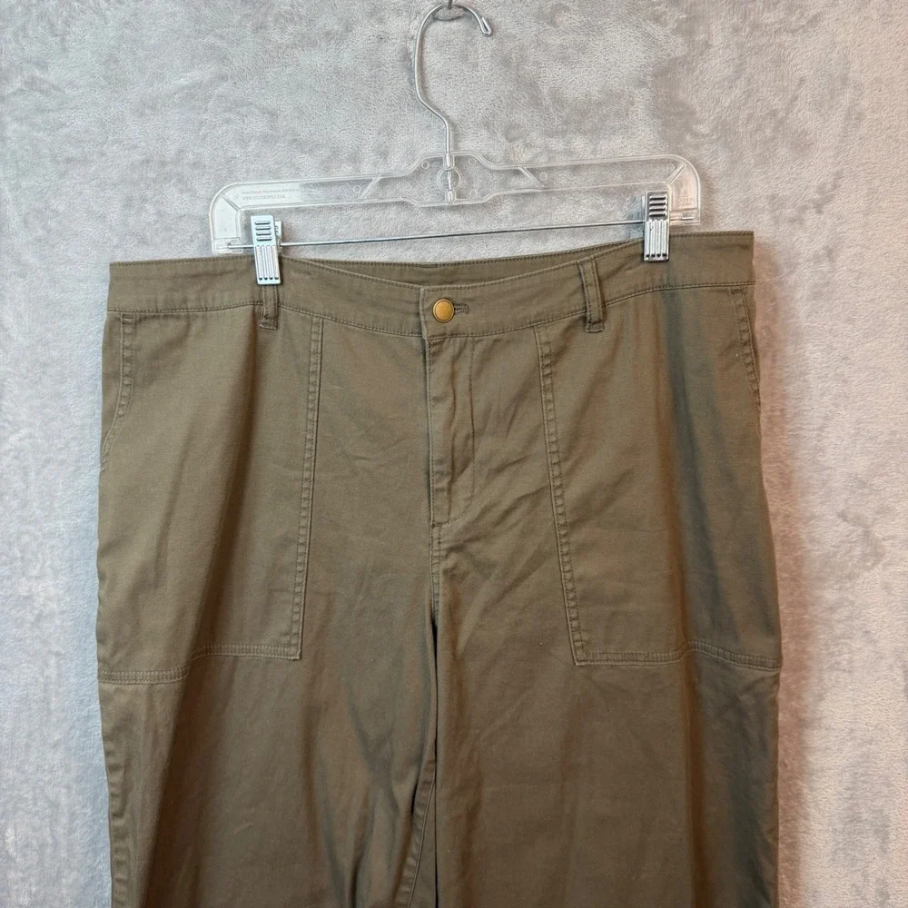 Lisa Rinna Collection Pants Womens 16 Green Wide Leg Utility Cargo A295847 Olive